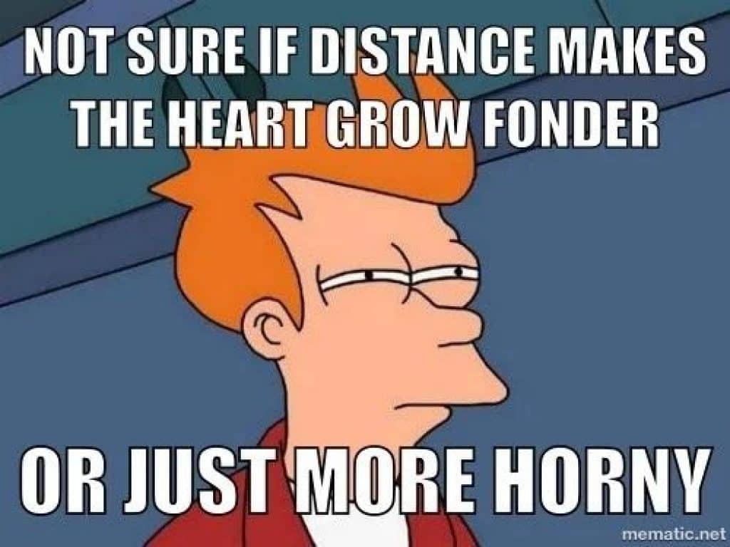 long distance relationship not sure if heart grows fonder or if horny meme